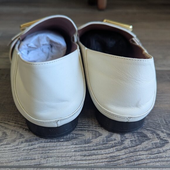 Bally Janelle Buckled Leather Convertible Babouche Slipper Loafers in Bone - Picture 8 of 11